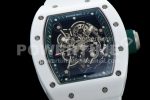 Richard Mille RM055 White Ceramic KVF Best Edition Skeleton Dial Green on White Rubber Strap MIYOTA8215 Super Clone Watch V3 - Image 5