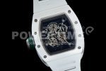 Richard Mille RM055 White Ceramic KVF Best Edition Skeleton Dial Green on White Rubber Strap MIYOTA8215 Super Clone Watch V3 - Image 7