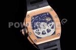 Richard Mille RM011 Le Mans Classic 2012 RG Black Skeleton Dial Full Pave Diamonds Bezel on Black Rubber Strap A7750 Super Clone Watch - Image 7