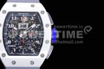 Richard Mille RM011 Real White Ceramic Chronograph KVF 1:1 Best Edition Crystal Skeleton Dial Blue on Gray Rubber Strap A7750 Super Clone Watch - Image 4