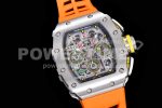 Richard Mille RM11-03 SS KVF 1:1 Best Edition Crystal Skeleton Dial on Orange Racing Rubber Strap A7750 Super Clone Watch - Image 2