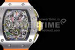 Richard Mille RM11-03 SS KVF 1:1 Best Edition Crystal Skeleton Dial on Orange Racing Rubber Strap A7750 Super Clone Watch - Image 4