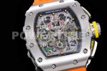 Richard Mille RM11-03 SS KVF 1:1 Best Edition Crystal Skeleton Dial on Orange Racing Rubber Strap A7750 Super Clone Watch - Image 5