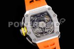 Richard Mille RM11-03 SS KVF 1:1 Best Edition Crystal Skeleton Dial on Orange Racing Rubber Strap A7750 Super Clone Watch - Image 7