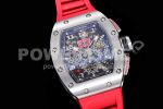 Richard Mille RM011 SS Chrono KVF 1:1 Best Edition Crystal Dial Black on Red Rubber Strap A7750 Super Clone Watch V3 - Image 2