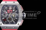 Richard Mille RM011 SS Chrono KVF 1:1 Best Edition Crystal Dial Black on Red Rubber Strap A7750 Super Clone Watch V3 - Image 4