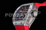 Richard Mille RM011 SS Chrono KVF 1:1 Best Edition Crystal Dial Black on Red Rubber Strap A7750 Super Clone Watch V3 - Image 6