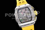 Richard Mille RM11-03 SS KVF 1:1 Best Edition Crystal Skeleton Dial on Yellow Racing Rubber Strap A7750 Super Clone Watch - Image 2