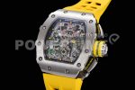Richard Mille RM11-03 SS KVF 1:1 Best Edition Crystal Skeleton Dial on Yellow Racing Rubber Strap A7750 Super Clone Watch - Image 3