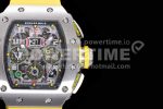 Richard Mille RM11-03 SS KVF 1:1 Best Edition Crystal Skeleton Dial on Yellow Racing Rubber Strap A7750 Super Clone Watch - Image 4