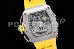 Richard Mille RM11-03 SS KVF 1:1 Best Edition Crystal Skeleton Dial on Yellow Racing Rubber Strap A7750 Super Clone Watch - Image 7