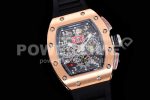 Richard Mille RM011 RG Chrono KVF 1:1 Best Edition Crystal Dial Black on Black Rubber Strap A7750 Super Clone Watch V3 - Image 2