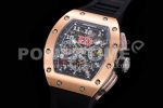 Richard Mille RM011 RG Chrono KVF 1:1 Best Edition Crystal Dial Black on Black Rubber Strap A7750 Super Clone Watch V3 - Image 3