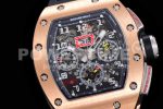 Richard Mille RM011 RG Chrono KVF 1:1 Best Edition Crystal Dial Black on Black Rubber Strap A7750 Super Clone Watch V3 - Image 5