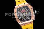 Richard Mille RM011 RG Chrono KVF 1:1 Best Edition Crystal Dial Black on Yellow Rubber Strap A7750 Super Clone Watch V3 - Image 2