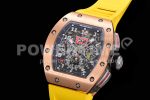 Richard Mille RM011 RG Chrono KVF 1:1 Best Edition Crystal Dial Black on Yellow Rubber Strap A7750 Super Clone Watch V3 - Image 3