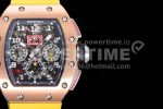 Richard Mille RM011 RG Chrono KVF 1:1 Best Edition Crystal Dial Black on Yellow Rubber Strap A7750 Super Clone Watch V3 - Image 4