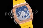 Richard Mille RM011 RG Chrono KVF 1:1 Best Edition Crystal Dial Black on Yellow Rubber Strap A7750 Super Clone Watch V3 - Image 7