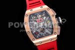 Richard Mille RM011 RG Chrono KVF 1:1 Best Edition Crystal Dial Black on Red Rubber Strap A7750 Super Clone Watch V3 - Image 2
