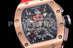 Richard Mille RM011 RG Chrono KVF 1:1 Best Edition Crystal Dial Black on Red Rubber Strap A7750 Super Clone Watch V3 - Image 5