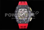 Richard Mille RM011 NTPT Chrono KVF 1:1 Best Edition Crystal Dial on Red Rubber Strap A7750 Super Clone Watch V2