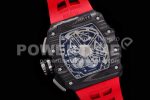 Richard Mille RM011 NTPT Chrono KVF 1:1 Best Edition Crystal Dial on Red Rubber Strap A7750 Super Clone Watch V2 - Image 7