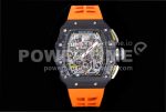 Richard Mille RM011 NTPT Chrono KVF 1:1 Best Edition Crystal Dial on Orange Rubber Strap A7750 Super Clone Watch V2