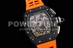 Richard Mille RM011 NTPT Chrono KVF 1:1 Best Edition Crystal Dial on Orange Rubber Strap A7750 Super Clone Watch V2 - Image 2