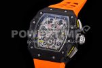 Richard Mille RM011 NTPT Chrono KVF 1:1 Best Edition Crystal Dial on Orange Rubber Strap A7750 Super Clone Watch V2 - Image 3
