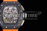 Richard Mille RM011 NTPT Chrono KVF 1:1 Best Edition Crystal Dial on Orange Rubber Strap A7750 Super Clone Watch V2 - Image 4