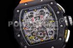 Richard Mille RM011 NTPT Chrono KVF 1:1 Best Edition Crystal Dial on Orange Rubber Strap A7750 Super Clone Watch V2 - Image 5