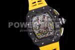 Richard Mille RM011 NTPT Chrono KVF 1:1 Best Edition Crystal Dial on Yellow Rubber Strap A7750 Super Clone Watch V2 - Image 2