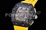 Richard Mille RM011 NTPT Chrono KVF 1:1 Best Edition Crystal Dial on Yellow Rubber Strap A7750 Super Clone Watch V2 - Image 3