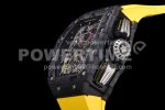 Richard Mille RM011 NTPT Chrono KVF 1:1 Best Edition Crystal Dial on Yellow Rubber Strap A7750 Super Clone Watch V2 - Image 6