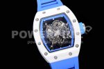 Richard Mille RM055 Real White Ceramic Case KVF Best Edition Blue Inner Bezel Skeleton Dial Blue on Blue Rubber Strap MIYOTA8215 Super Clone Watch V2 - Image 2