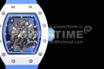 Richard Mille RM055 Real White Ceramic Case KVF Best Edition Blue Inner Bezel Skeleton Dial Blue on Blue Rubber Strap MIYOTA8215 Super Clone Watch V2 - Image 4