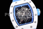 Richard Mille RM055 Real White Ceramic Case KVF Best Edition Blue Inner Bezel Skeleton Dial Blue on Blue Rubber Strap MIYOTA8215 Super Clone Watch V2 - Image 5