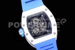 Richard Mille RM055 Real White Ceramic Case KVF Best Edition Blue Inner Bezel Skeleton Dial Blue on Blue Rubber Strap MIYOTA8215 Super Clone Watch V2 - Image 7