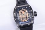 Richard Mille RM052 Skull Sandblasted Black Ceramic Real Tourbillon JBF 1:1 Best Edition RG Skull Dial on Black Rubber Strap (White Clasp) Super Clone Watch - Image 2
