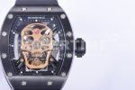 Richard Mille RM052 Skull Sandblasted Black Ceramic Real Tourbillon JBF 1:1 Best Edition RG Skull Dial on Black Rubber Strap (White Clasp) Super Clone Watch - Image 4
