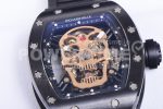 Richard Mille RM052 Skull Sandblasted Black Ceramic Real Tourbillon JBF 1:1 Best Edition RG Skull Dial on Black Rubber Strap (White Clasp) Super Clone Watch - Image 5