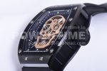 Richard Mille RM052 Skull Sandblasted Black Ceramic Real Tourbillon JBF 1:1 Best Edition RG Skull Dial on Black Rubber Strap (White Clasp) Super Clone Watch - Image 6