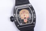 Richard Mille RM052 Skull Sandblasted Black Ceramic Real Tourbillon JBF 1:1 Best Edition RG Skull Dial on Black Rubber Strap (White Clasp) Super Clone Watch - Image 8