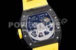 Richard Mille RM011 NTPT Carbon Chrono KVF 1:1 Best Edition Crystal Skeleton Dial Yellow Inner Bezel on Yellow Rubber Strap A7750 Super Clone Watch - Image 8