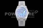 Rolex Day Date 36 128239 EWF 1:1 Best Edition 904L Steel Blue Dial Diamonds Markers on Bracelet A2836 Super Clone Watch
