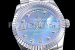 Rolex Day Date 36 128239 EWF 1:1 Best Edition 904L Steel Blue Dial Diamonds Markers on Bracelet A2836 Super Clone Watch - Image 5