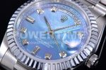 Rolex Day Date 36 128239 EWF 1:1 Best Edition 904L Steel Blue Dial Diamonds Markers on Bracelet A2836 Super Clone Watch - Image 6