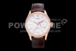 Rolex Cellini Date 50515 TWF RG White Dial Sticks Markers on Brown Leather Strap A3165 Super Clone Watch