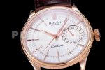 Rolex Cellini Date 50515 TWF RG White Dial Sticks Markers on Brown Leather Strap A3165 Super Clone Watch - Image 4