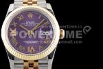 Rolex DateJust 36 SS/YG 126233 EWF Gold Wrapped 904L Steel Purple Dial Diamond Roman Markers on Jubilee Bracelet SA3235 Super Clone Watch - Image 3
